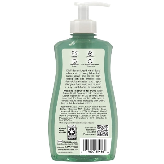 Dial Basics Hypoallergenic Liquid Hand Soap, 11 Fluid Ounce, 12 Per Case