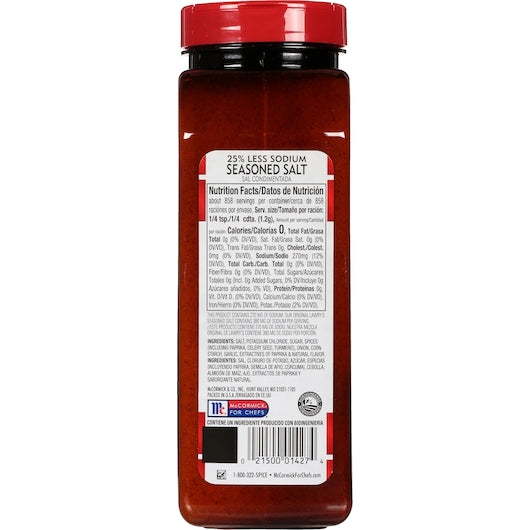 Lawry's Seasoned Salt Less Sodium 36.5 Ounce Size - 6 Per Case.