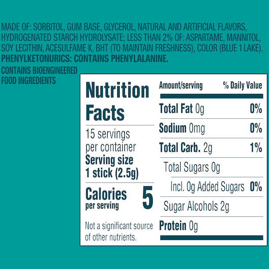 Extra 15 Piece/Unit Single Serve Polar Ice Gum, 15 Piece, 10 Per Pack, 12 Packs Per Case