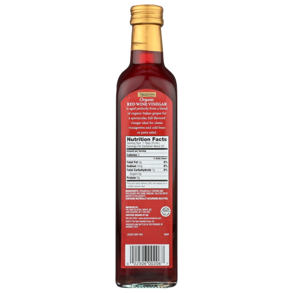 Spectrum Naturals Vinegar Red Wine Organic - 17 Ounce,  Case of 6