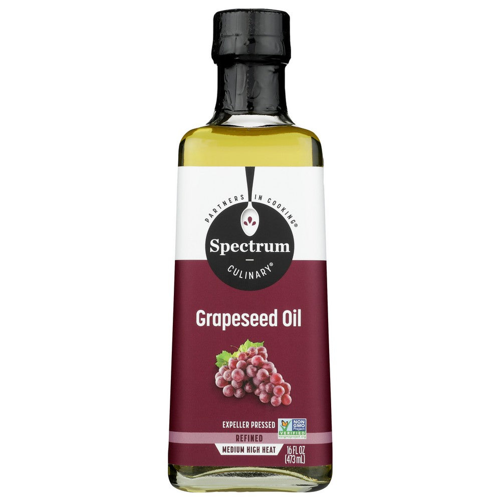 Spectrum Naturals Oil Grapeseed Refined - 16 Fluid Ounce,  Case of 6