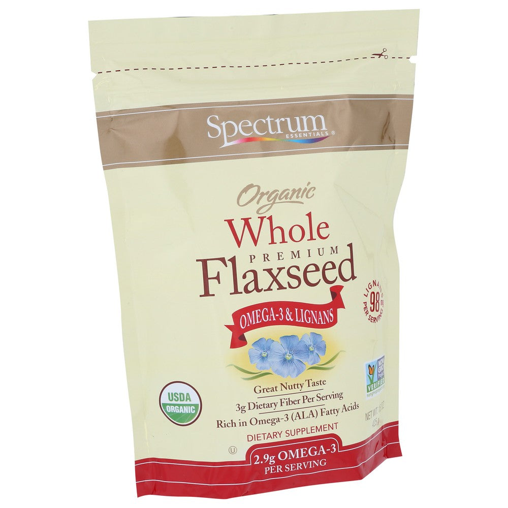 Spectrum Essential Flaxseed Whole Organic - 15 Ounce,  Case of 3