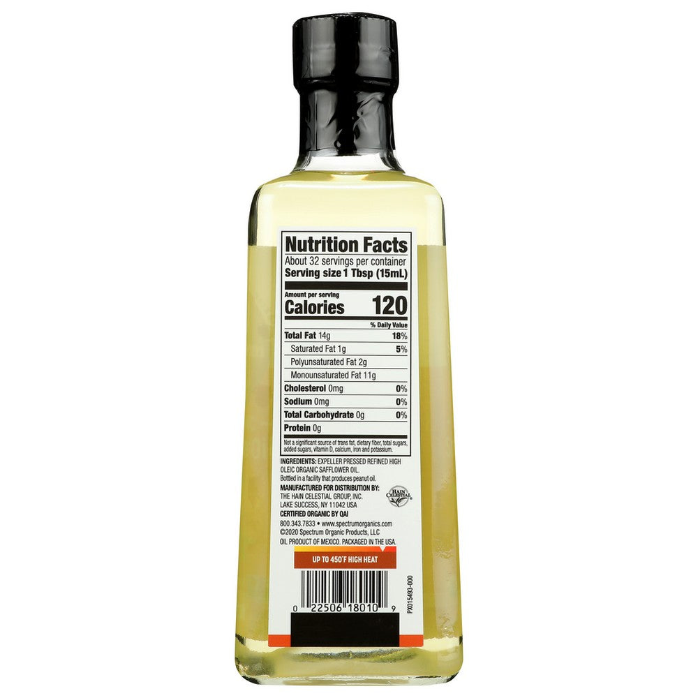 Spectrum Naturals Oil Safflower Refined Organic - 16 Fluid Ounce,  Case of 6