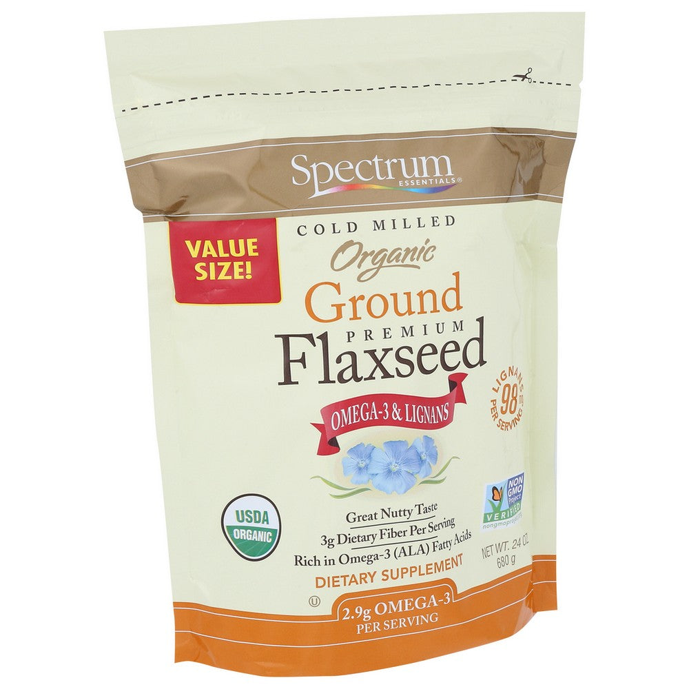 Spectrum Essential Flax Seed Ground Vsize Organic - 24 Ounce,  Case of 1