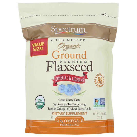 Spectrum Essential Flax Seed Ground Vsize Organic - 24 Ounce,  Case of 1