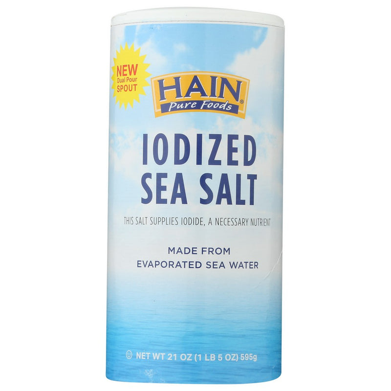 Hain Salt Iodized - 21 Ounce, Case of 8