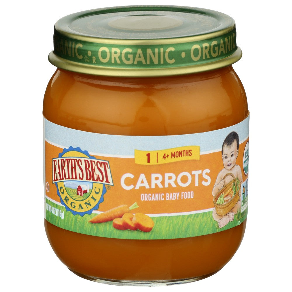 Earth's Best Organicanic® C31230, Carrots Baby Food Jar 2 4 Ounce,  Case of 10