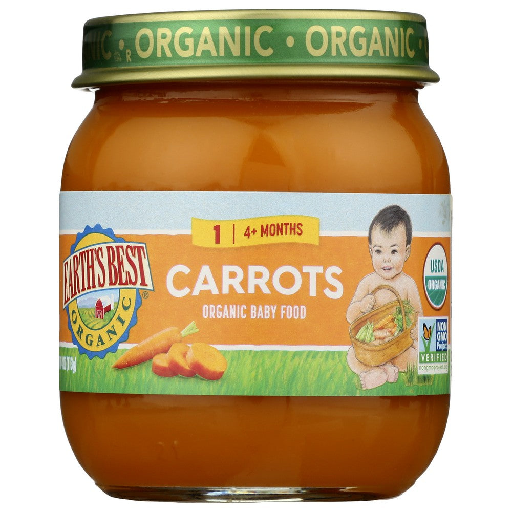 Earth's Best Organicanic® C31230, Carrots Baby Food Jar 2 4 Ounce,  Case of 10