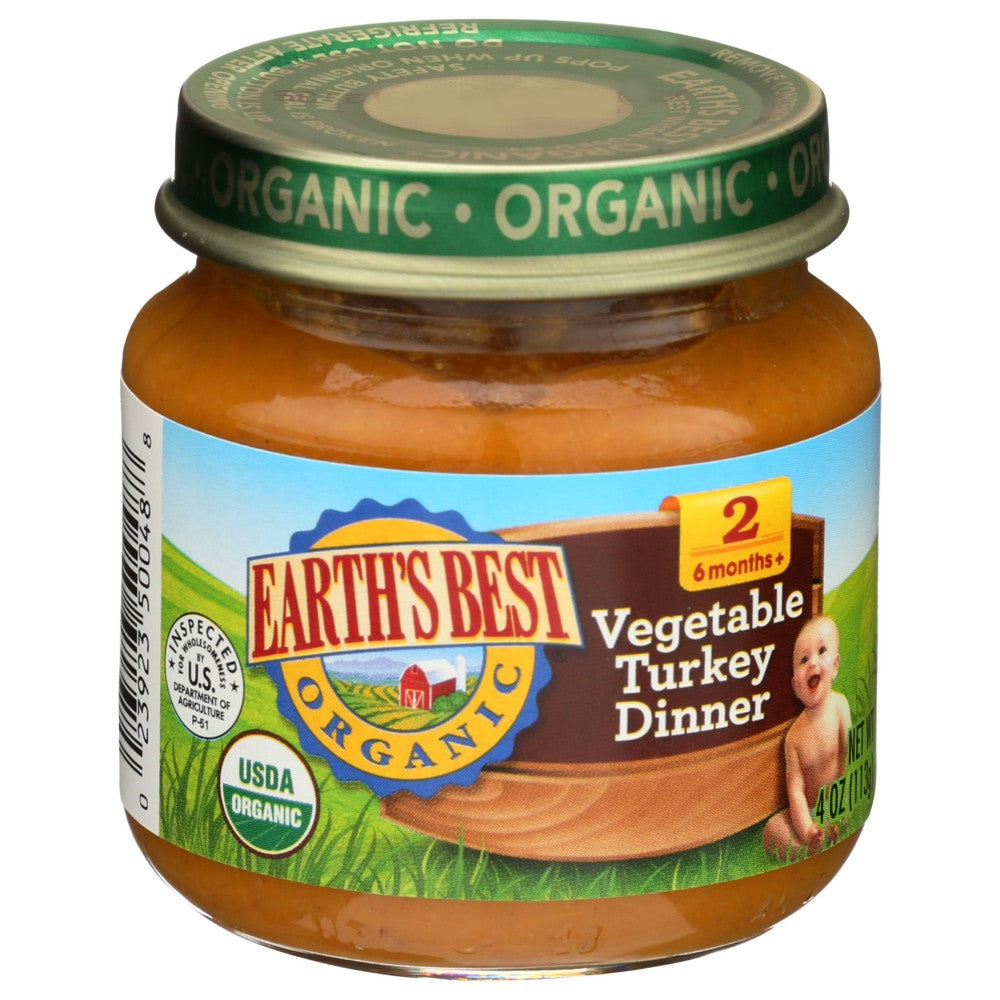 Earth's Best C51248, Earth's Best Organicanic Vegetable Turkey Dinner Baby Food, 4 Oz.,  Case of 10