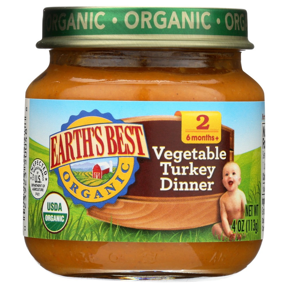 Earth's Best C51248, Earth's Best Organicanic Vegetable Turkey Dinner Baby Food, 4 Oz.,  Case of 10