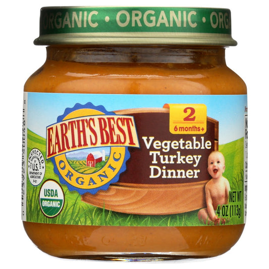 Earth's Best C51248, Earth's Best Organicanic Vegetable Turkey Dinner Baby Food, 4 Oz.,  Case of 10