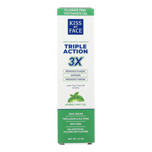 Kiss My Face Toothpaste - Triple Action - Fluoride Free - Gel - 4.5 Ounce