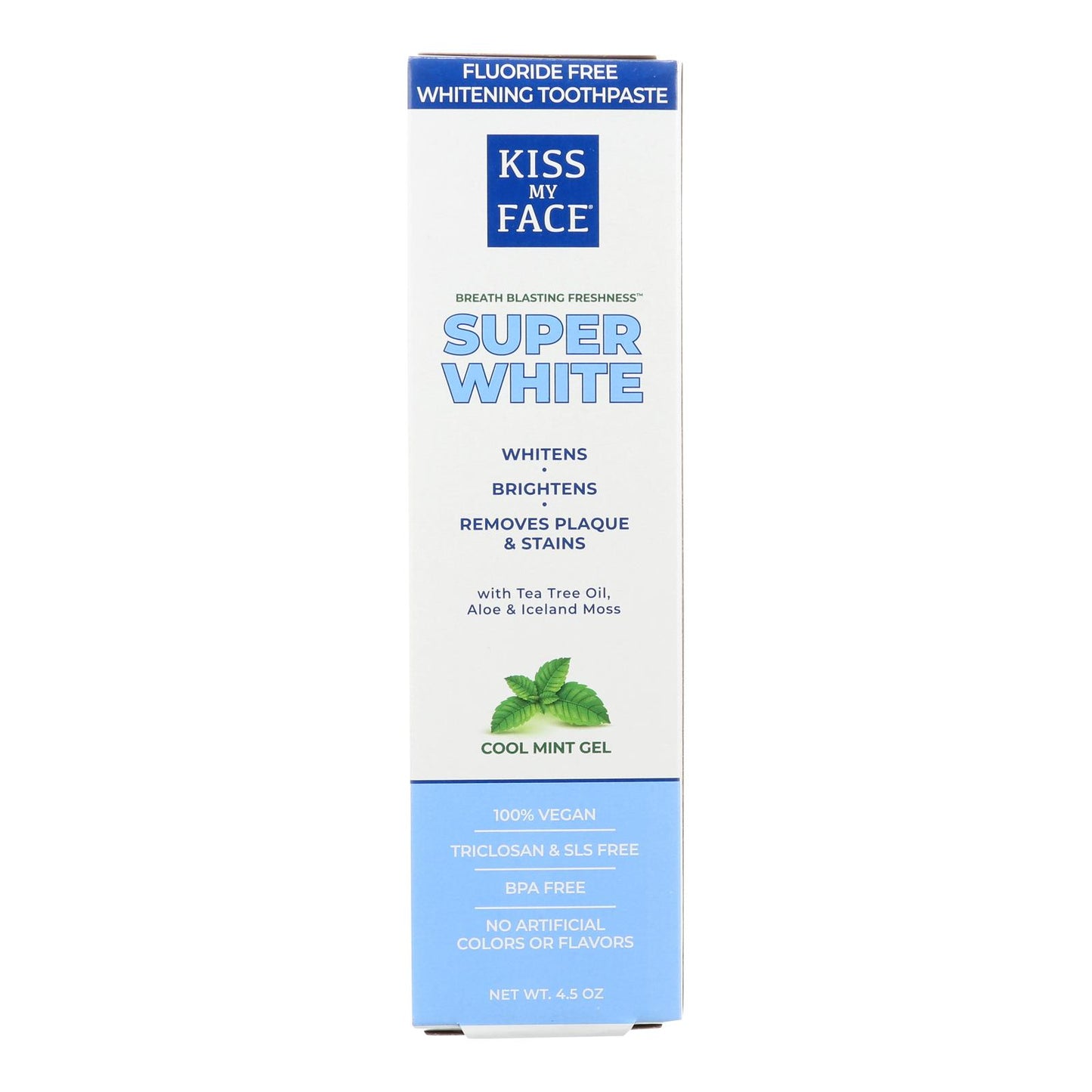 Kiss My Face Toothpaste - Whitening - Fluoride Free - Gel - 4.5 Ounce