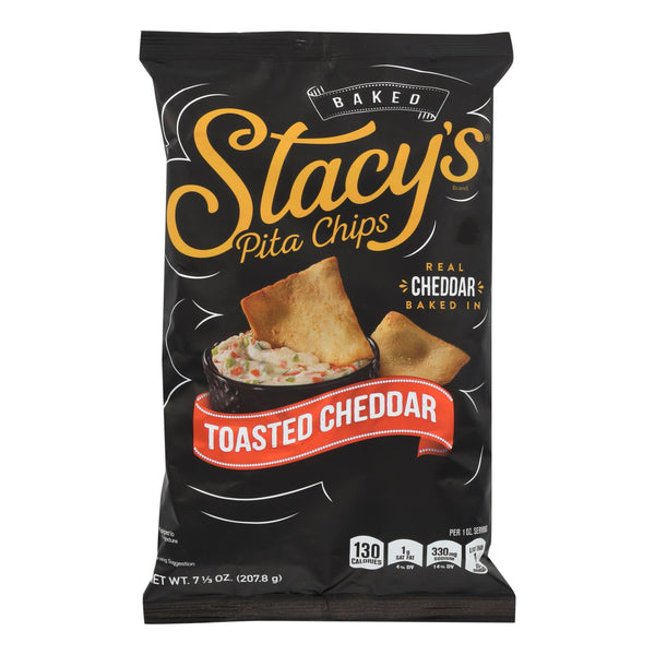 Stacy's Pita Chips - Toasted Cheddar - Case of 12 - 7.33 Ounce.