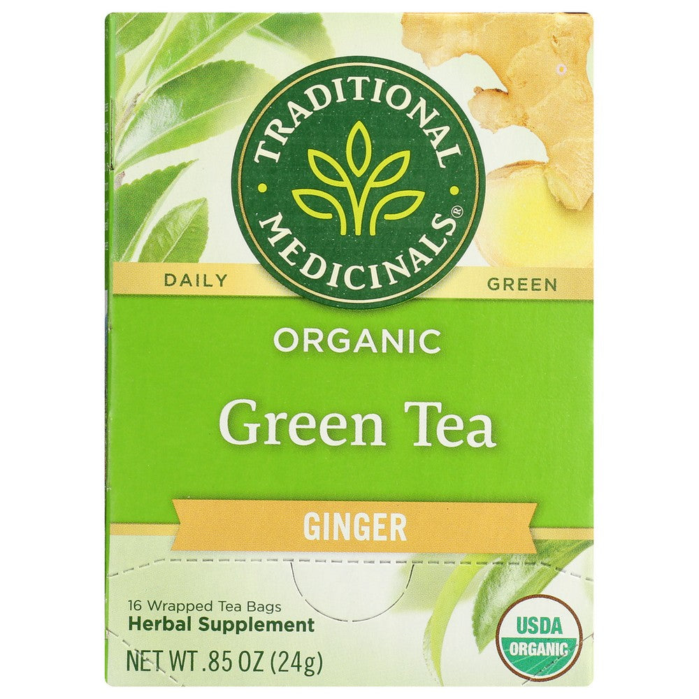 Traditional Medicinals Tea Grn Ginger Organic Ftc - 16 Bag,  Case of 6