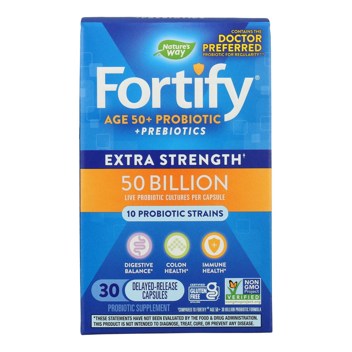 Nature's Way - Fortify Probiotic - Age 50+ - 50 Billion - 30 Vegetarian Capsules