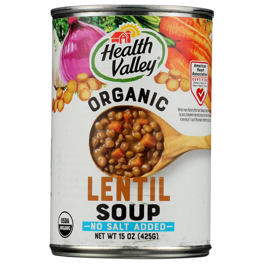 Health Valley 22102, Lentil No Salt Soup 15 Ounce,  Case of 12