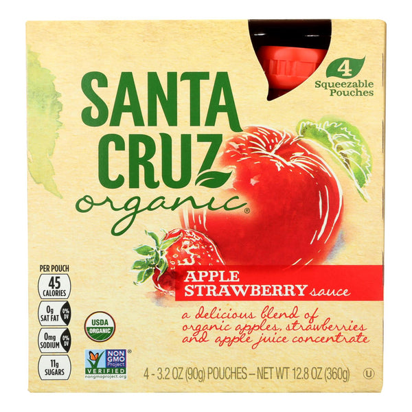 Santa Cruz Organic Apple Sauce - Strawberry - Case of 6 - 3.2 Ounce.