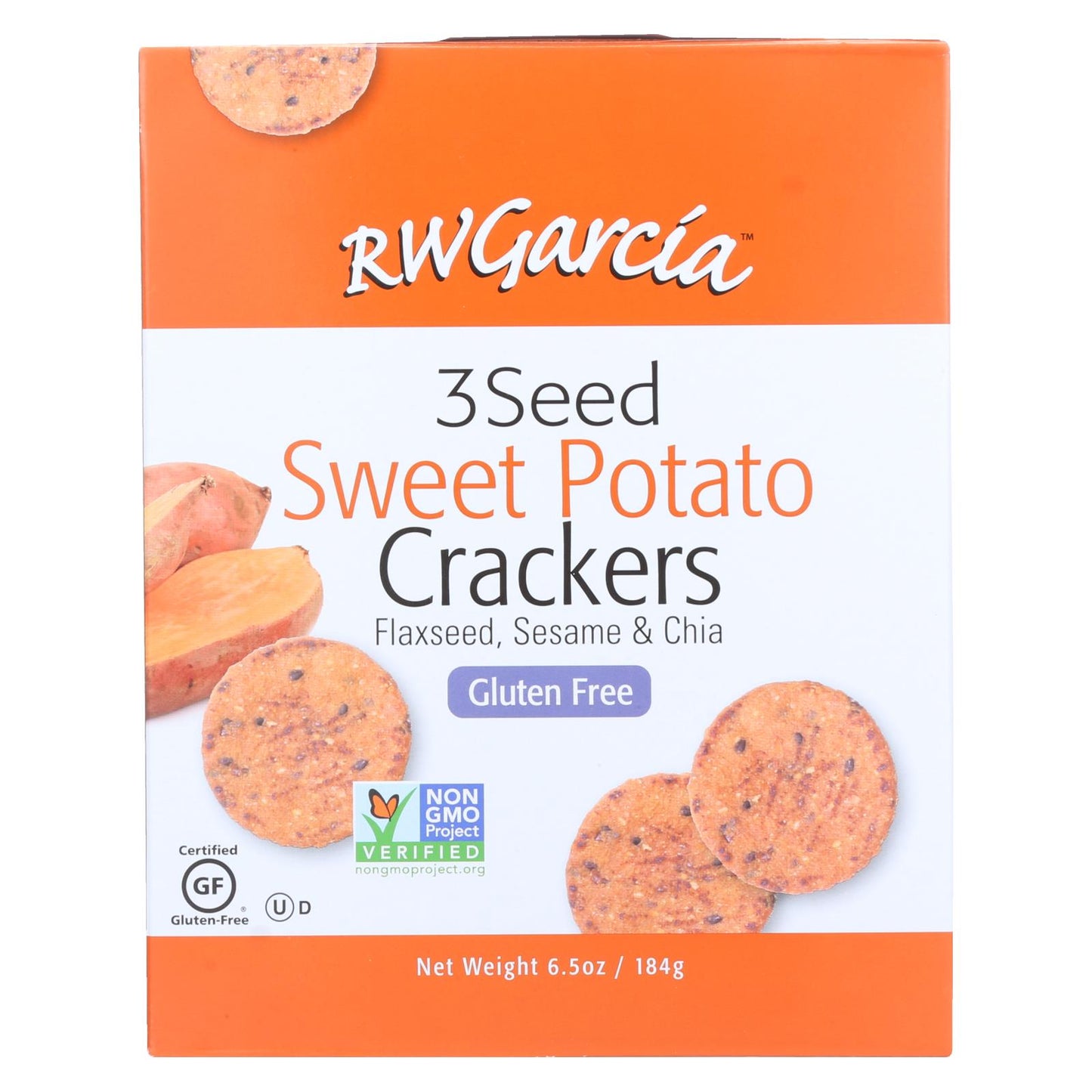 Rw Garcia 3 Seed Sweet Potato Crackers  - Case of 6 - 6.5 Ounce