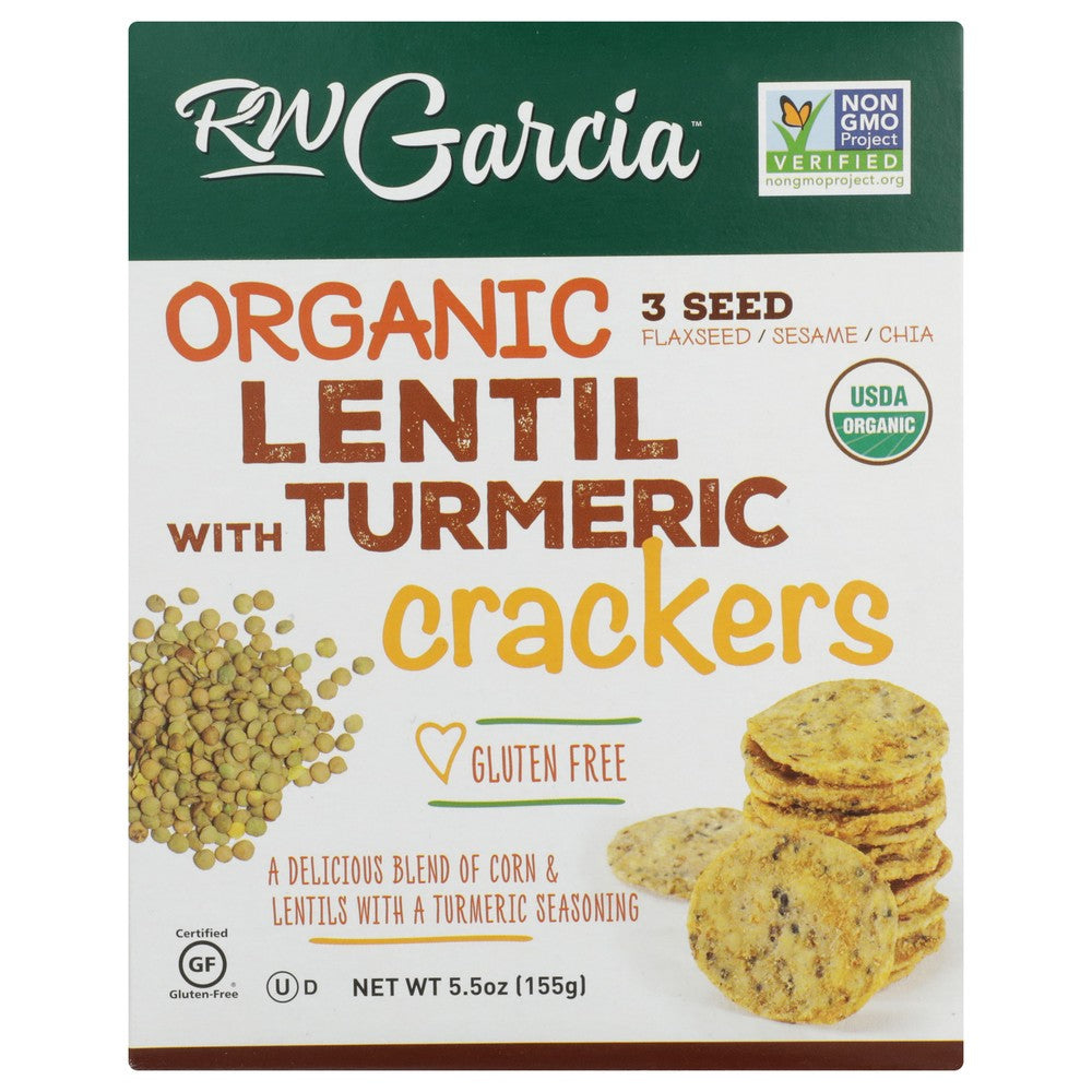 Rw Garcia , Lentil Turmeric Organicanic Crackers 5.5 Ounce,  Case of 6