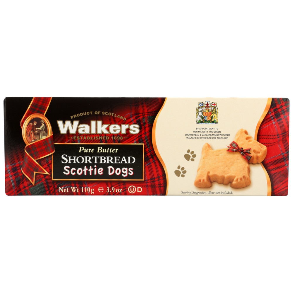 Walker's 01813, Walkers Shortbread Cookies, Pure Butter Shortbread, Scottie Dogs, 110 G.,  Case of 12