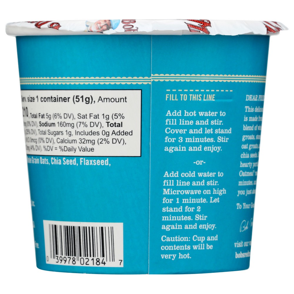 Bob's Red Mill 1368C0112, Bob’S Red Mill, Oatmeal Cups, Gluten-Free Classic Oatmeal, 1.81 Oz. Cup,  Case of 12