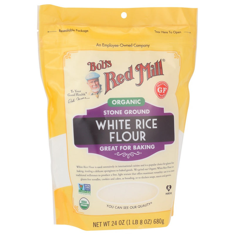 Bobs Red Mill Flour Rice White Organic - 24 Ounce, Case of 4