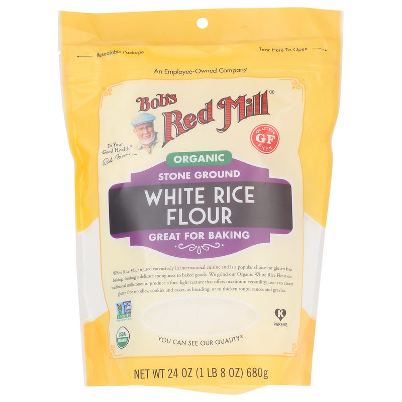 Bobs Red Mill Flour Rice White Organic - 24 Ounce, Case of 4