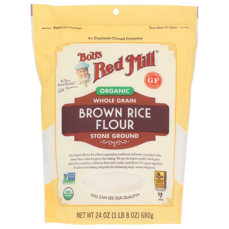 Bobs Red Mill Flour Rice Brown Organic - 24 Ounce, Case of 4