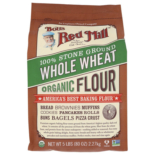 Bob's Red Mill 6092C054,  Organicanic Whole Wheat Flour 5 Pound,  Case of 4