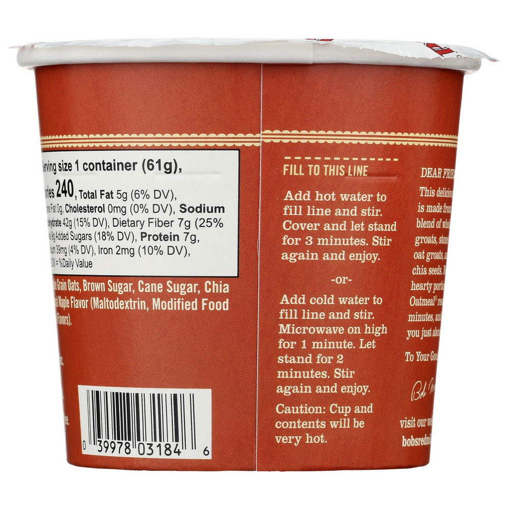 Bob's Red Mill 1369C0108, Bob’S Red Mill, Oatmeal Cups, Maple Brown Sugar, 2.15 Oz. Cup,  Case of 12