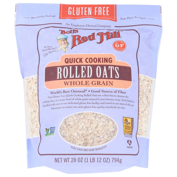 Bob's Red Mill 1983S284, Gluten Free Quick Cooking Rolled Oats 28 Ounce,  Case of 4