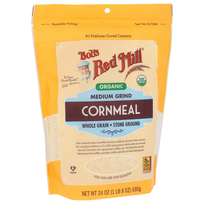 Bobs Red Mill Cornmeal Med Grind Organic - 24 Ounce, Case of 4