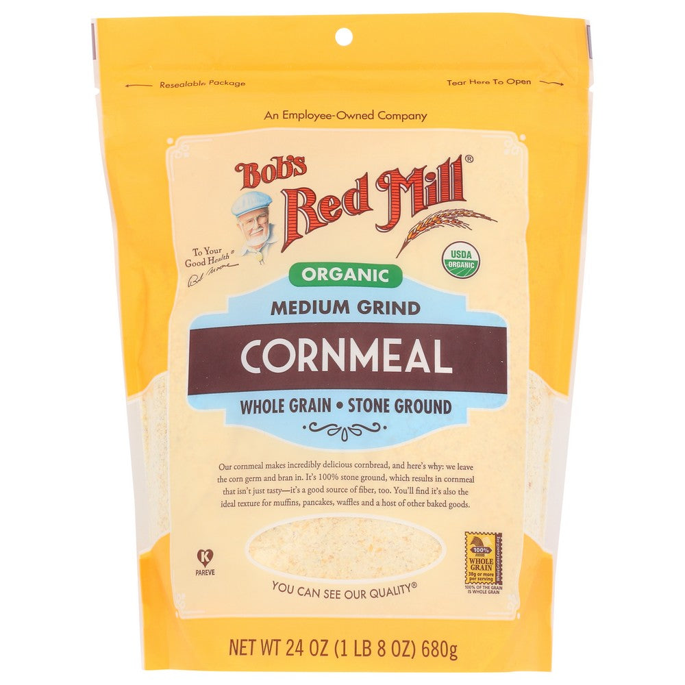 Bob's Red Mill 6008S244, Organicanic Medium Grind Cornmeal Cornmeal 24 Ounce,  Case of 4