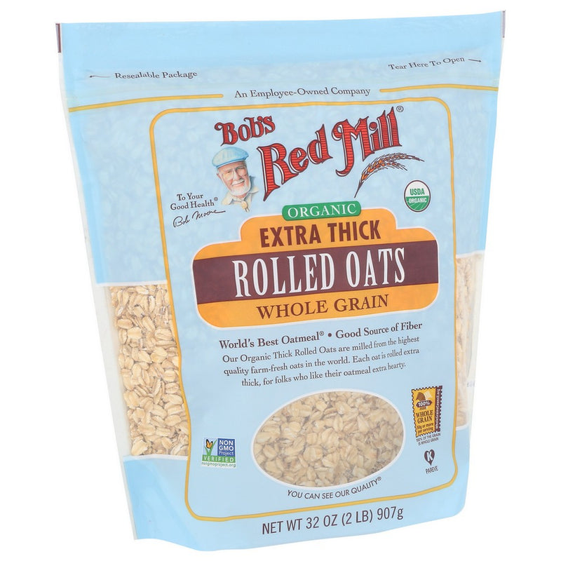 Bobs Red Mill Oats Rolld Xtra Thick Organic - 32 Ounce, Case of 4