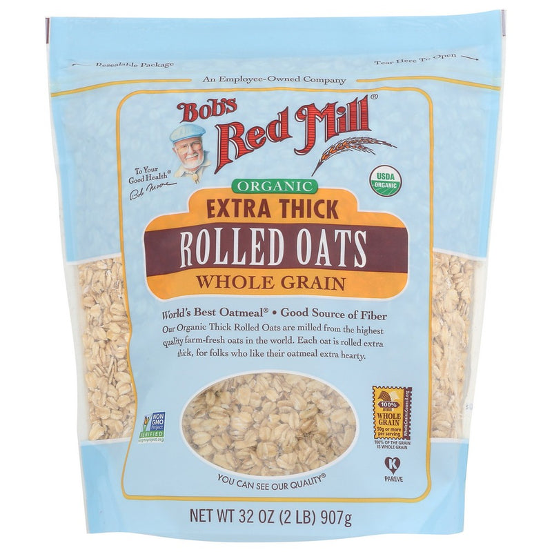 Bobs Red Mill Oats Rolld Xtra Thick Organic - 32 Ounce, Case of 4