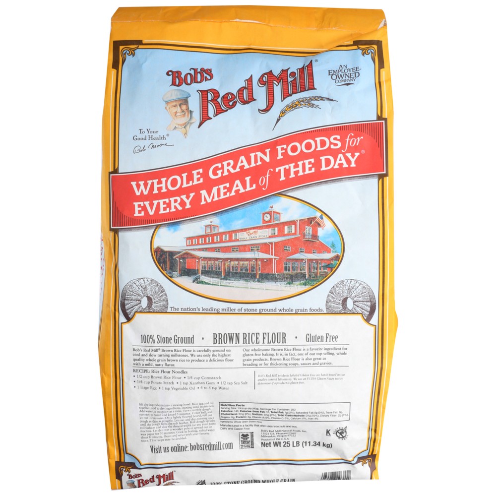 Bobs Red Mill Flour Rice Brown - 25 Pound,  Case of 1