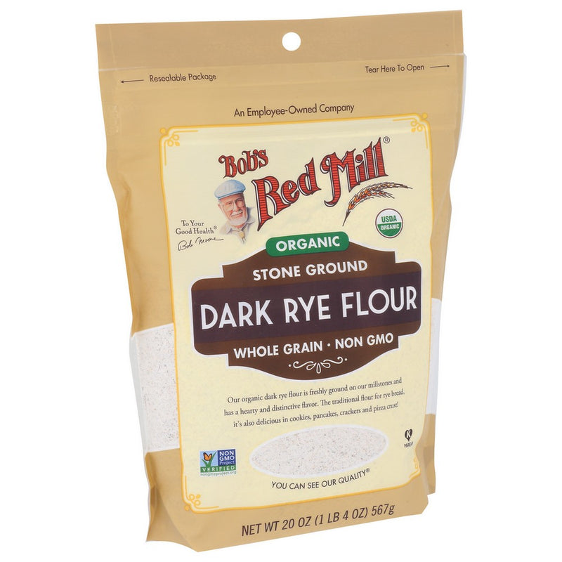 Bobs Red Mill Flour Rye Dark Organic - 20 Ounce, Case of 4