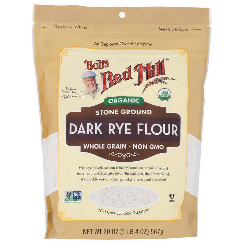 Bobs Red Mill Flour Rye Dark Organic - 20 Ounce, Case of 4