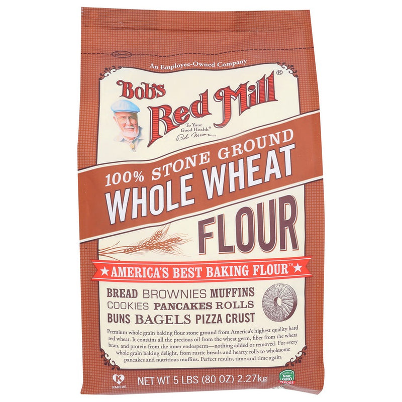 Bobs Red Mill Flour Whole White - 5 Pound, Case of 8