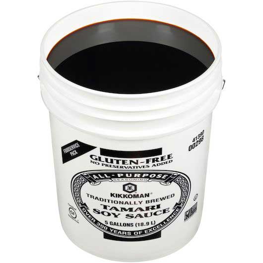 Kikkoman Gluten Free Non Gmo No Preservatives Added Tamari Soy Sauce Pail 5 Gallon - 1 Per Case