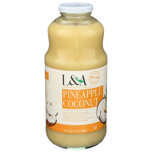 L&A , L&A Premium Quality Pineapple Coconut Juice From Concentrate, 32 Fl. Oz.,  Case of 6