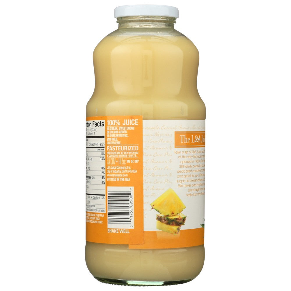 L&A , L&A Premium Quality Pineapple Coconut Juice From Concentrate, 32 Fl. Oz.,  Case of 6