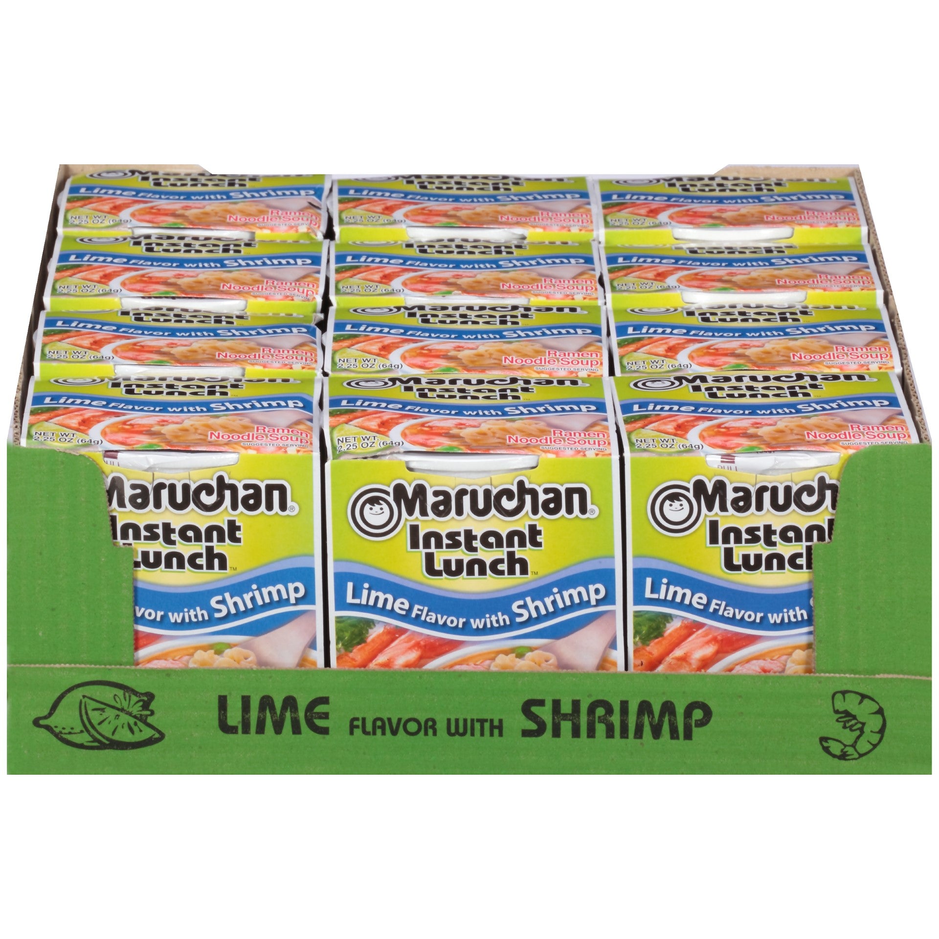 Maruchan Instant Lunch Lime Shrimp Noodles 2.25 Ounce Size - 12 Per Case