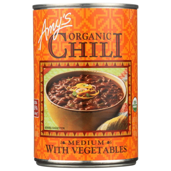 Amys Chili Medium Veg  Organic - 15 Ounce, Case of 12