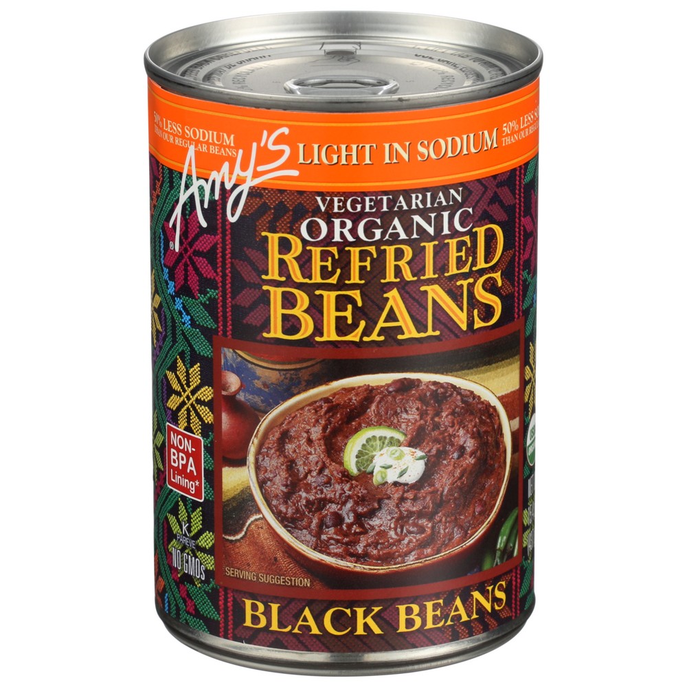 Amy's® 558, Amy's Organicanic Vegetarian Black Refried Beans, Light In Sodium, 15.4 Oz.,  Case of 12