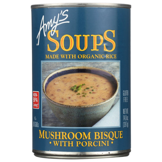 Amys Soup Mushroom Bisque Porci Gluten Free - 14 Ounce,  Case of 12