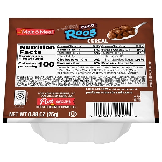 Post Consumer Brands Coco Roos Single Serve Bowl 0.88 Ounce Size - 96 Per Case