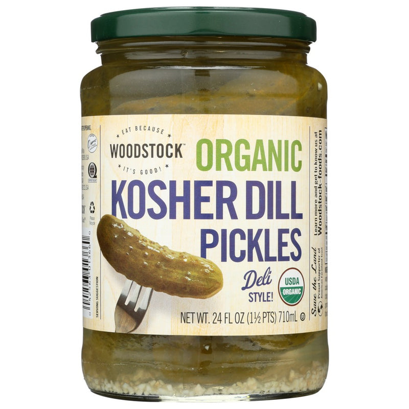 Woodstock Pickles Dill Whole Organic - 24 Ounce, Case of 6