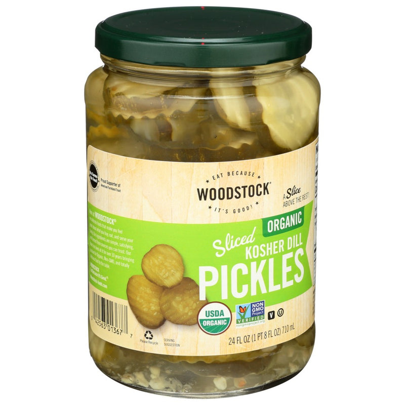 Woodstock Pickles Dill Kshr Sliced Or - 24 Ounce, Case of 6